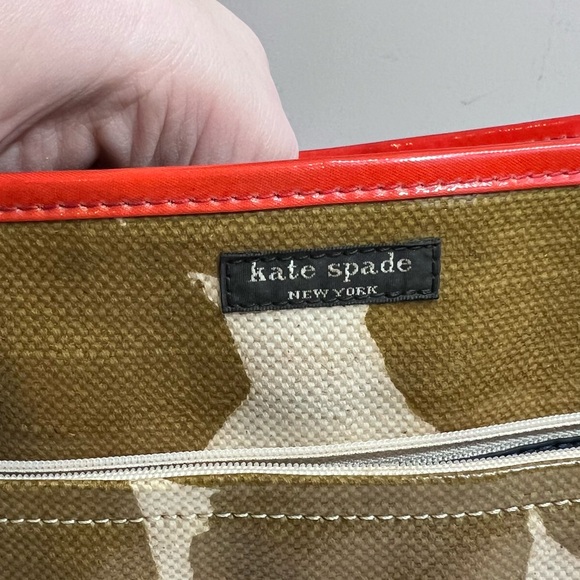 Kate Spade xl toiletries case bag pouch mod brown burnt red/orange cream - Picture 3 of 12